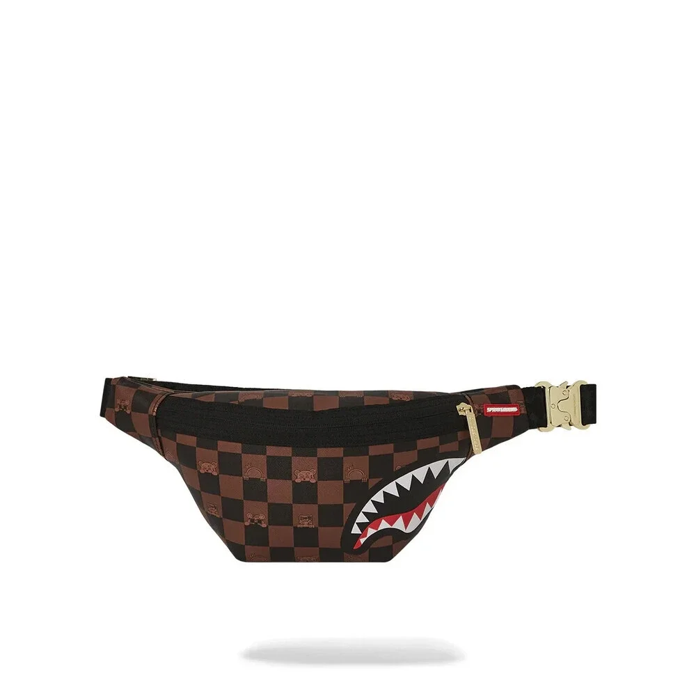 Sprayground Peeking Character Fanny Pack Brown Graphic Crossbody Strap SPR201